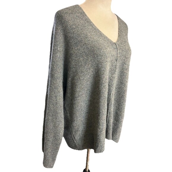 Madewell Womens XL Gray  Knit Wool Blend Oversized Boxy  V Neck Soft Sweater - Picture 4 of 10